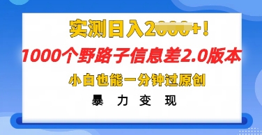 2025抖音1000个野路子信息差最新玩法,一分钟过原创,暴力变现月入几k-十年资源网