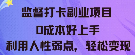 监督打卡副业新玩法，0成本好上手，利用人性的弱点轻松变现-十年资源网