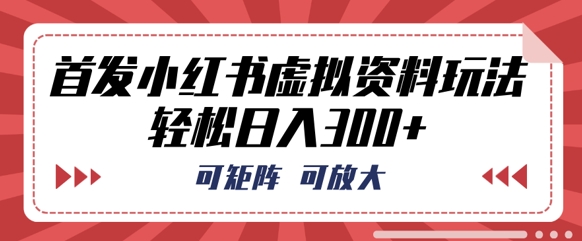 首发小红书虚拟资料玩法，可矩阵，可放大，轻松日入3张-十年资源网