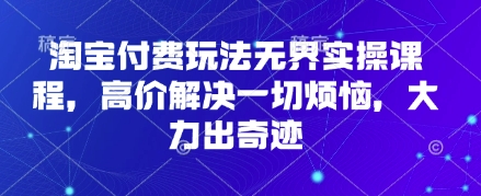 淘宝付费玩法无界实操课程,高价解决一切烦恼,大力出奇迹-十年资源网