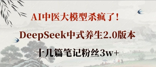 AI中医大模型杀疯了！DeepSeek中式养生2.0版本，十几篇笔记粉丝3w+-十年资源网