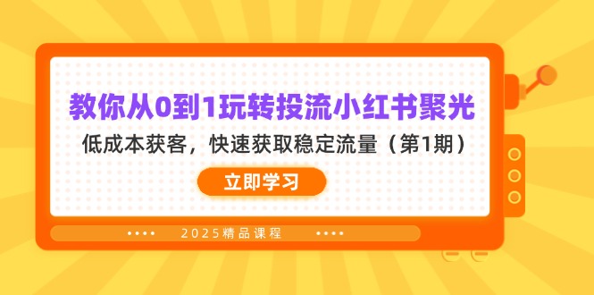 (14260期)教你从0到1玩转投流小红书聚光,低成本获客,快速获取稳定流量(第1期)-十年资源网