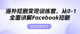 海外短剧变现训练营,从0-1全面讲解Facebook短剧-十年资源网