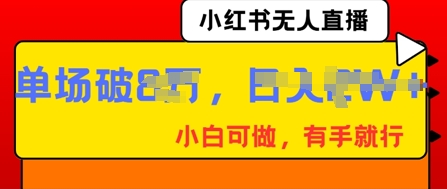 小红书无人直播，纯小白可做，有手就行，单场直播销售额破8w-十年资源网