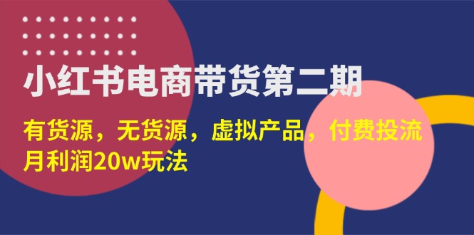 （14186期）小红书电商带货第二期，有货源，无货源，虚拟产品，付费投流，月利润20w-十年资源网