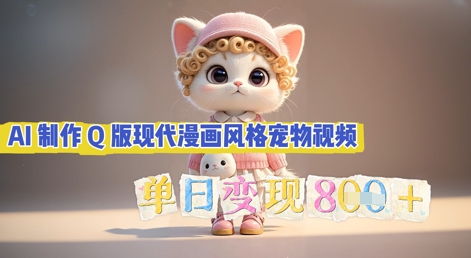 AI制作Q版现代漫画风格宠物视频，单日变现几张-十年资源网