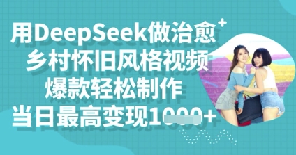 用DeepSeek做治愈乡村怀旧风格视频,爆款轻松制作,当日最高变现多张-十年资源网